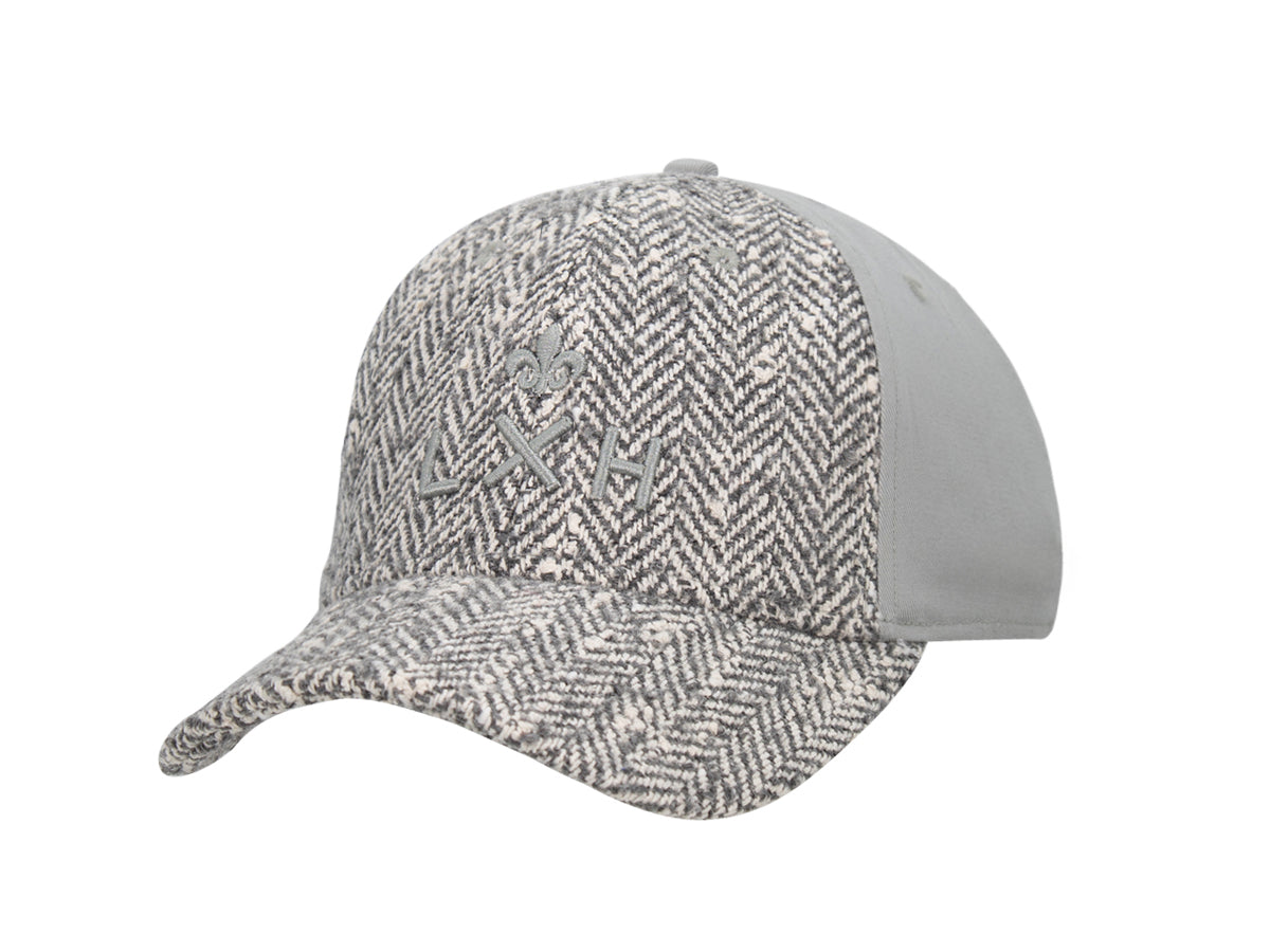 Casquette « Héritage » Ton sur Ton Bi-Matière Chevron Moucheté Gris Perle de LXH avec visière courbée