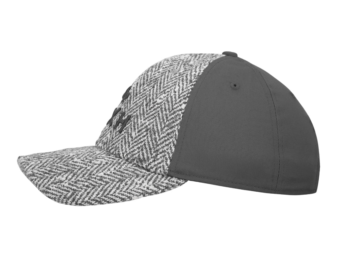 Tone-on-Tone Bi-Material “Heritage” Cap in Pearl Grey Speckled Chevron