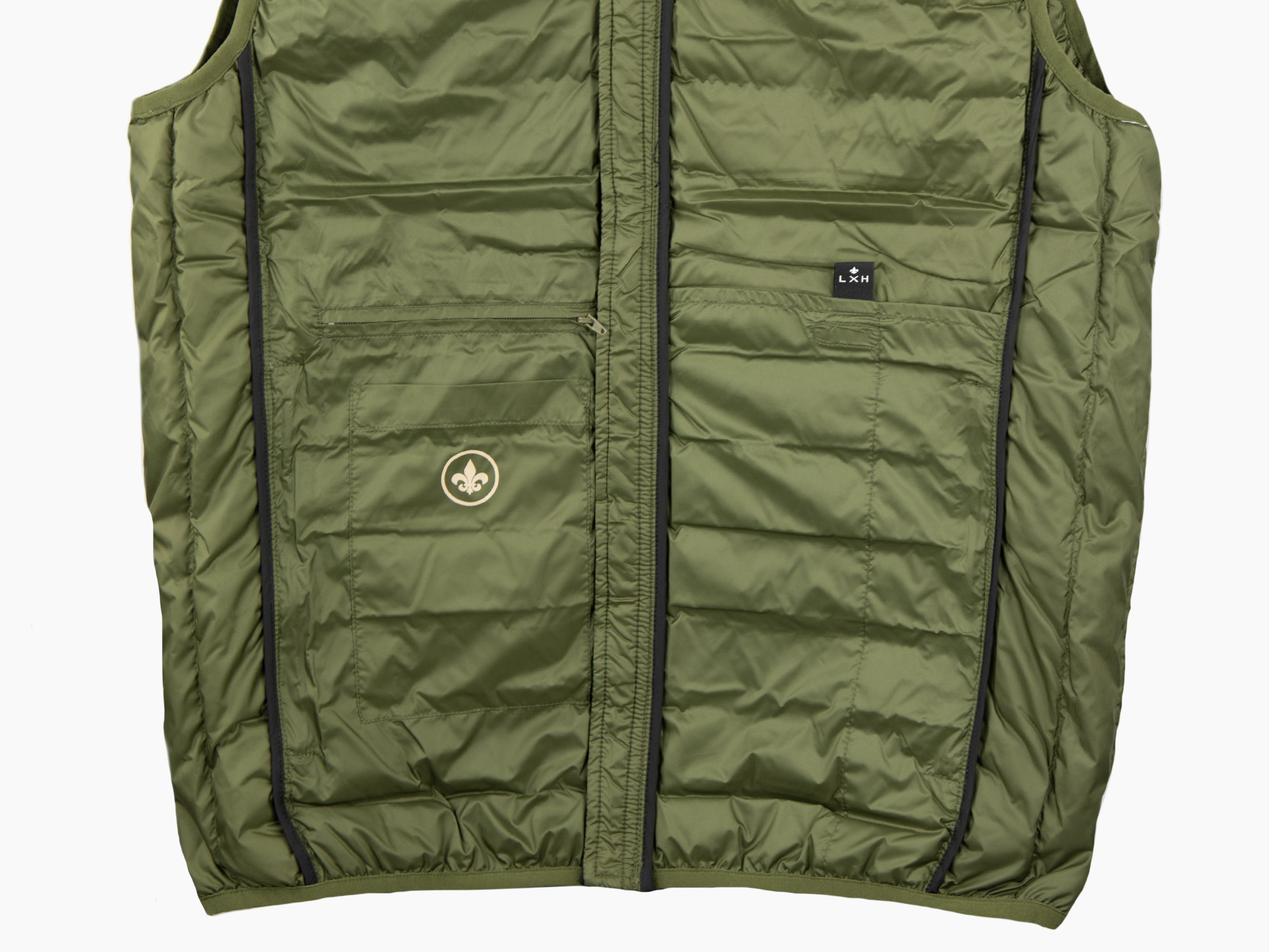 Khaki sleeveless down jacket