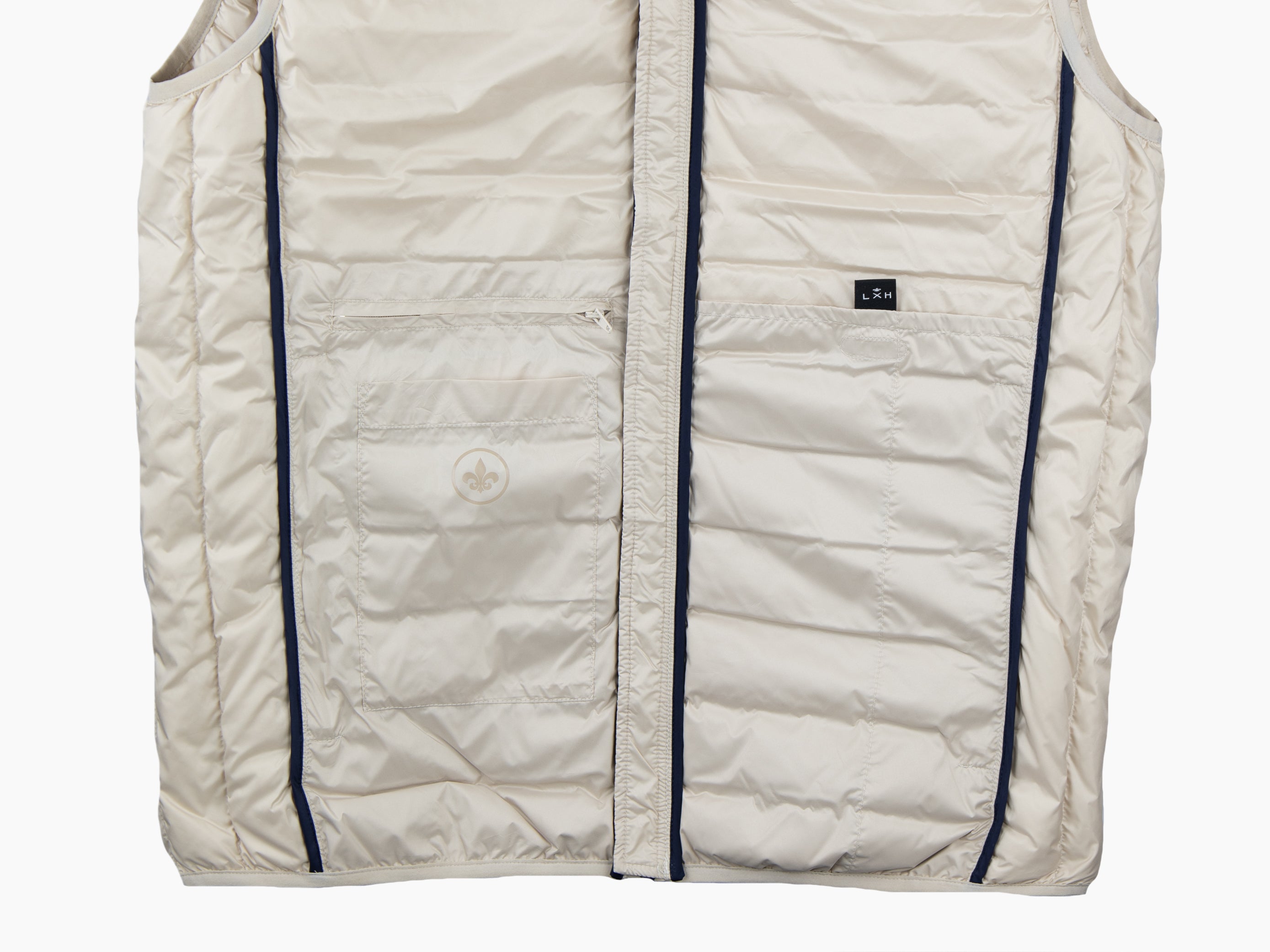 Beige sleeveless down jacket