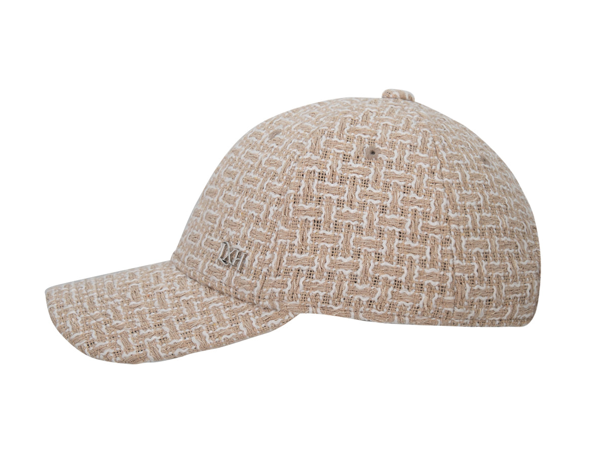 Casquette « Prestige » Tweed Beige de LXH avec design élégant et texture tissée