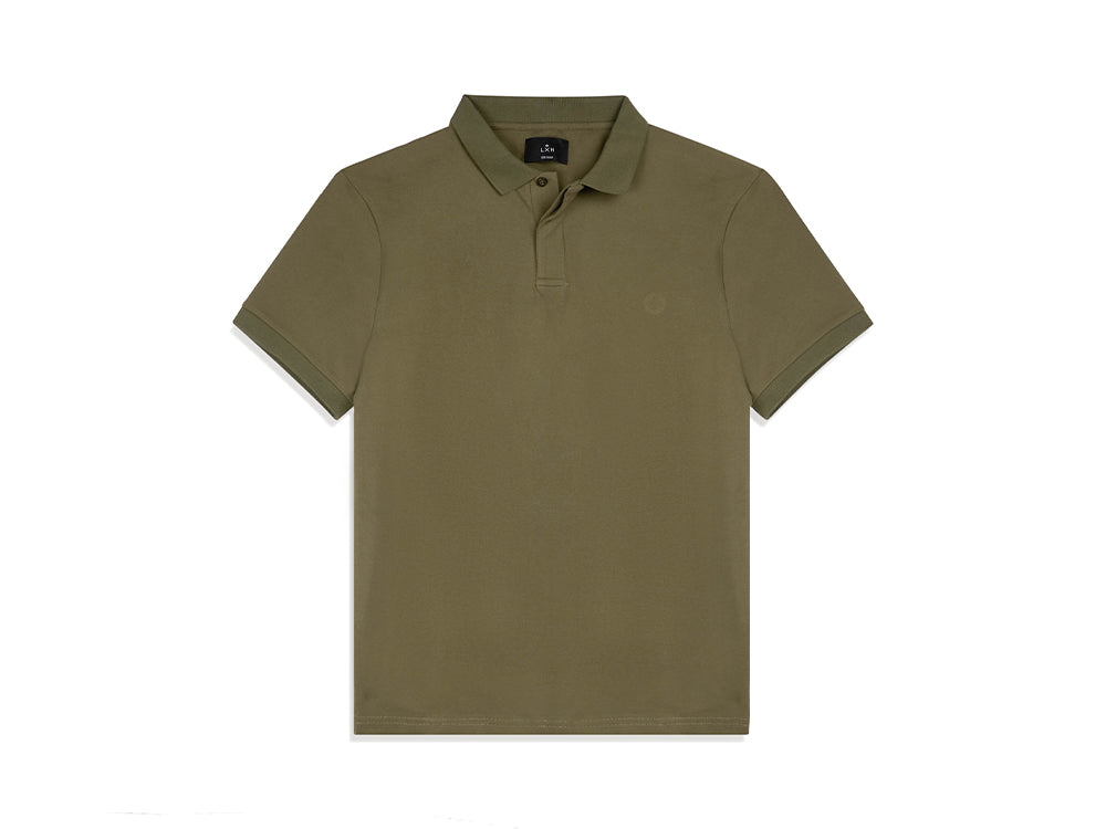 Khaki Cotton Piqué Polo Shirt