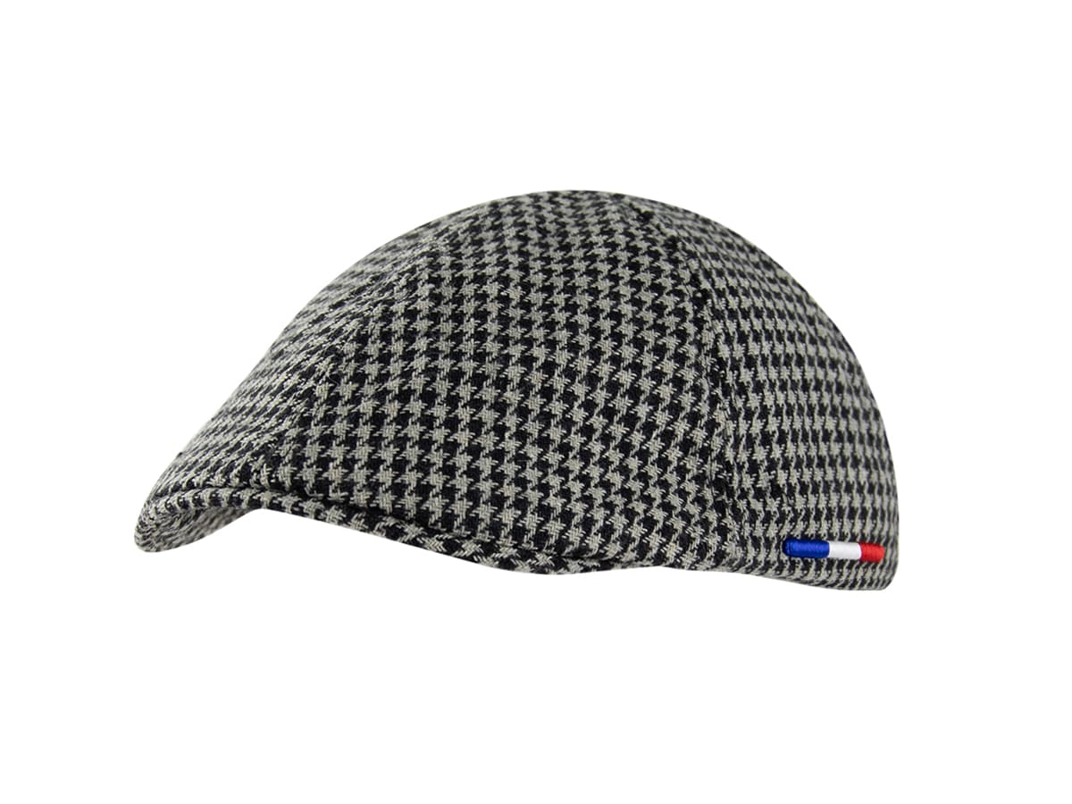 Béret Pied-de-Poule Gris / Noir de LXH avec motif élégant et style classique