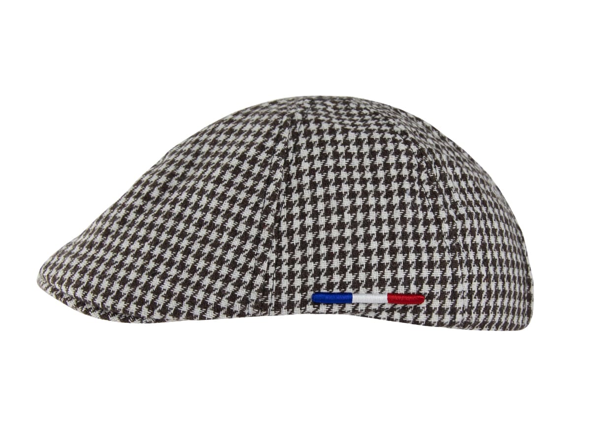 Béret Pied-de-Poule Marron / Blanc de LXH avec motif élégant pour un look chic