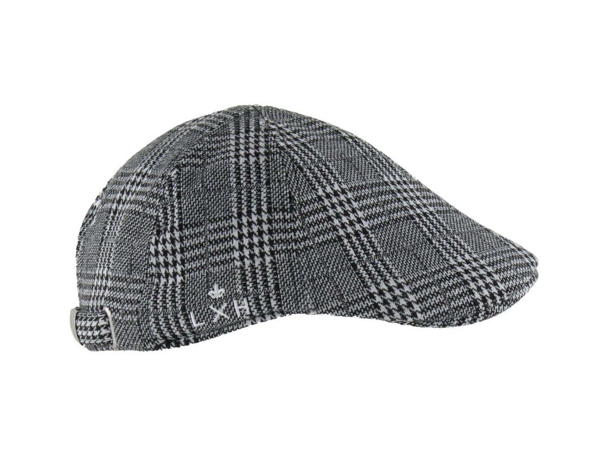 Béret Prince-de-Galles gris à carreaux LXH avec réglage à l'arrière pour un ajustement parfait