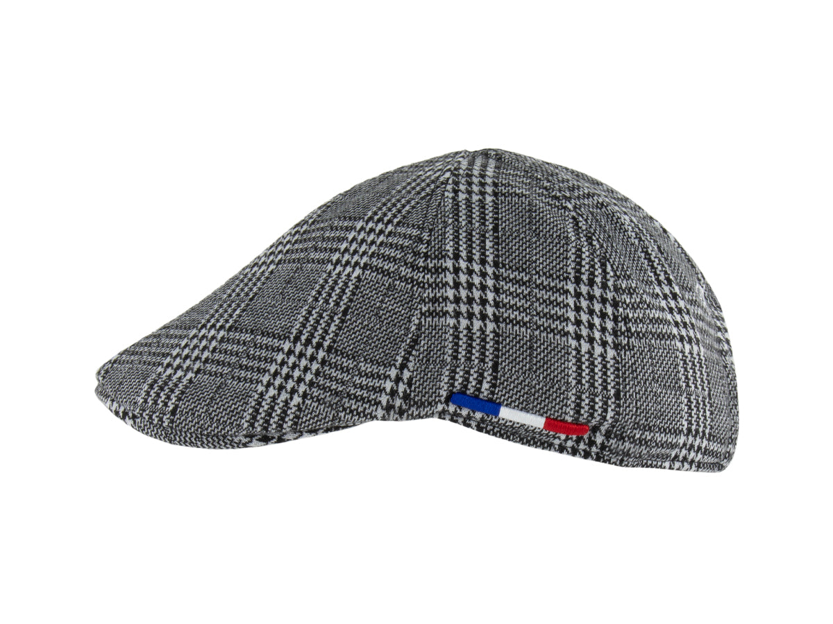 Béret Prince-de-Galles LXH en tissu à carreaux gris avec détail tricolore sur le côté