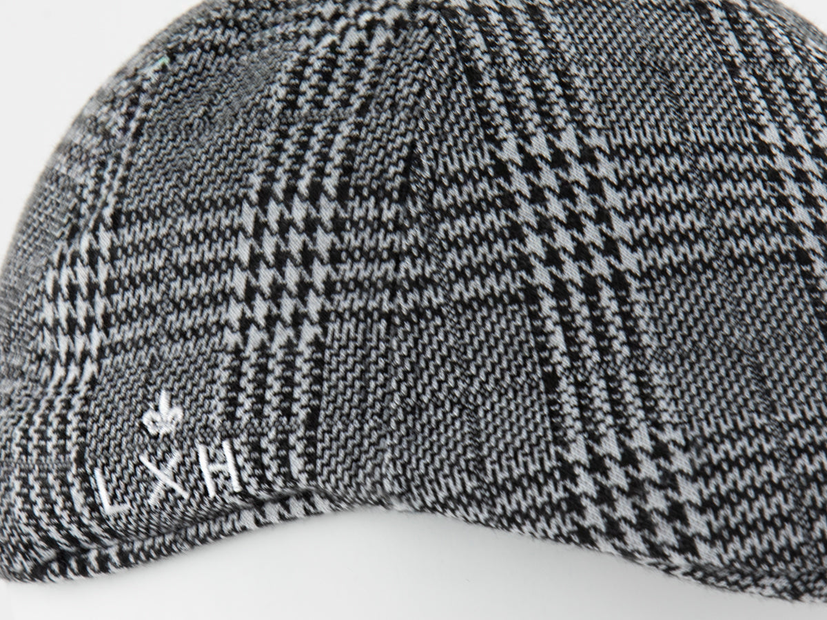 Béret Prince-de-Galles LXH en tissu à motif prince-de-galles noir et blanc élégant