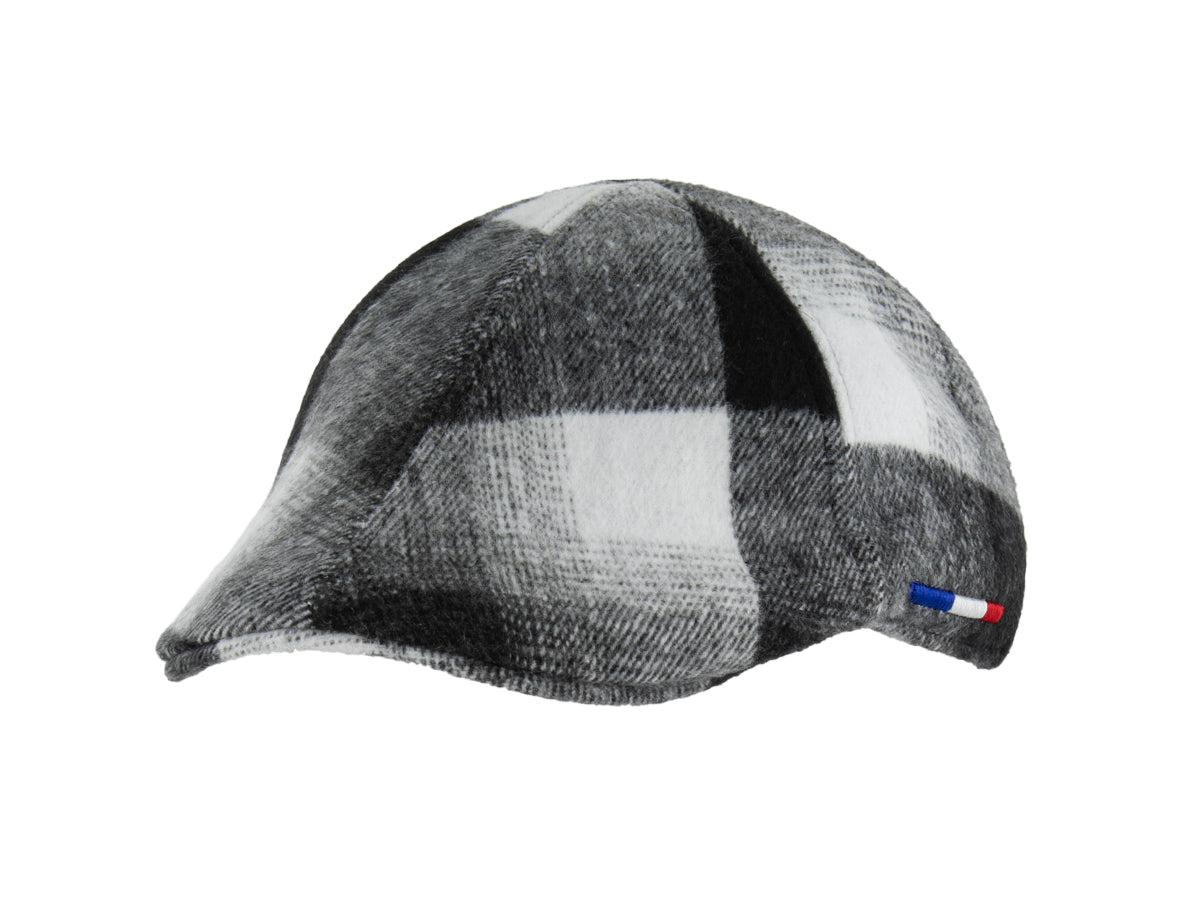 Béret tartan gris de LXH en tissu doux avec motif à carreaux classique