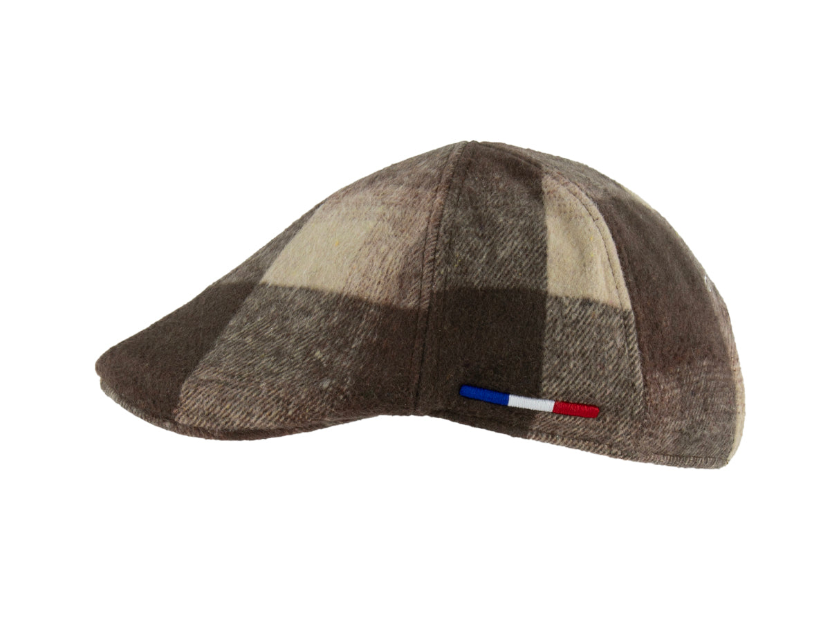 Béret tartan marron de la marque LXH avec un motif à carreaux en tissu doux
