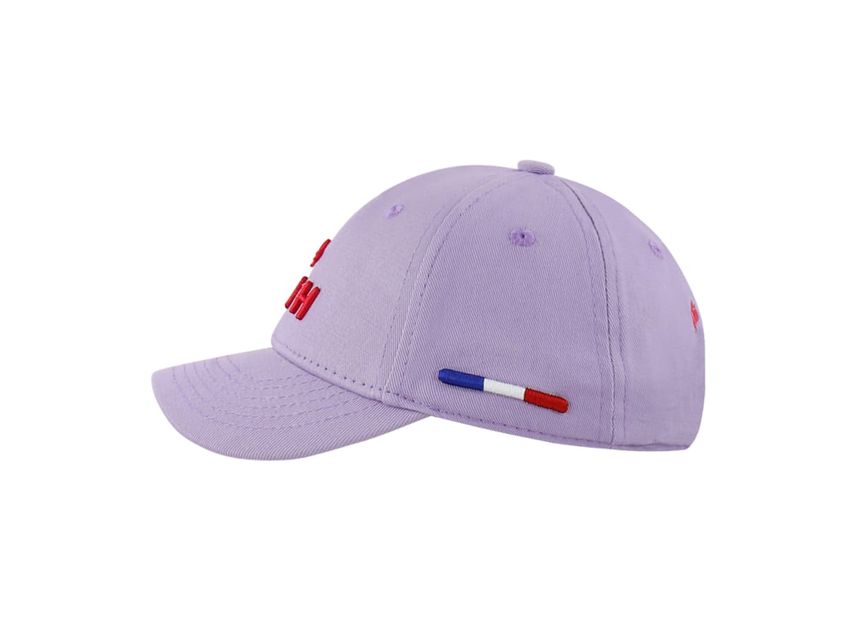 Casquette Bébé Coton Lilas de la marque LXH avec broderies colorées et visière incurvée