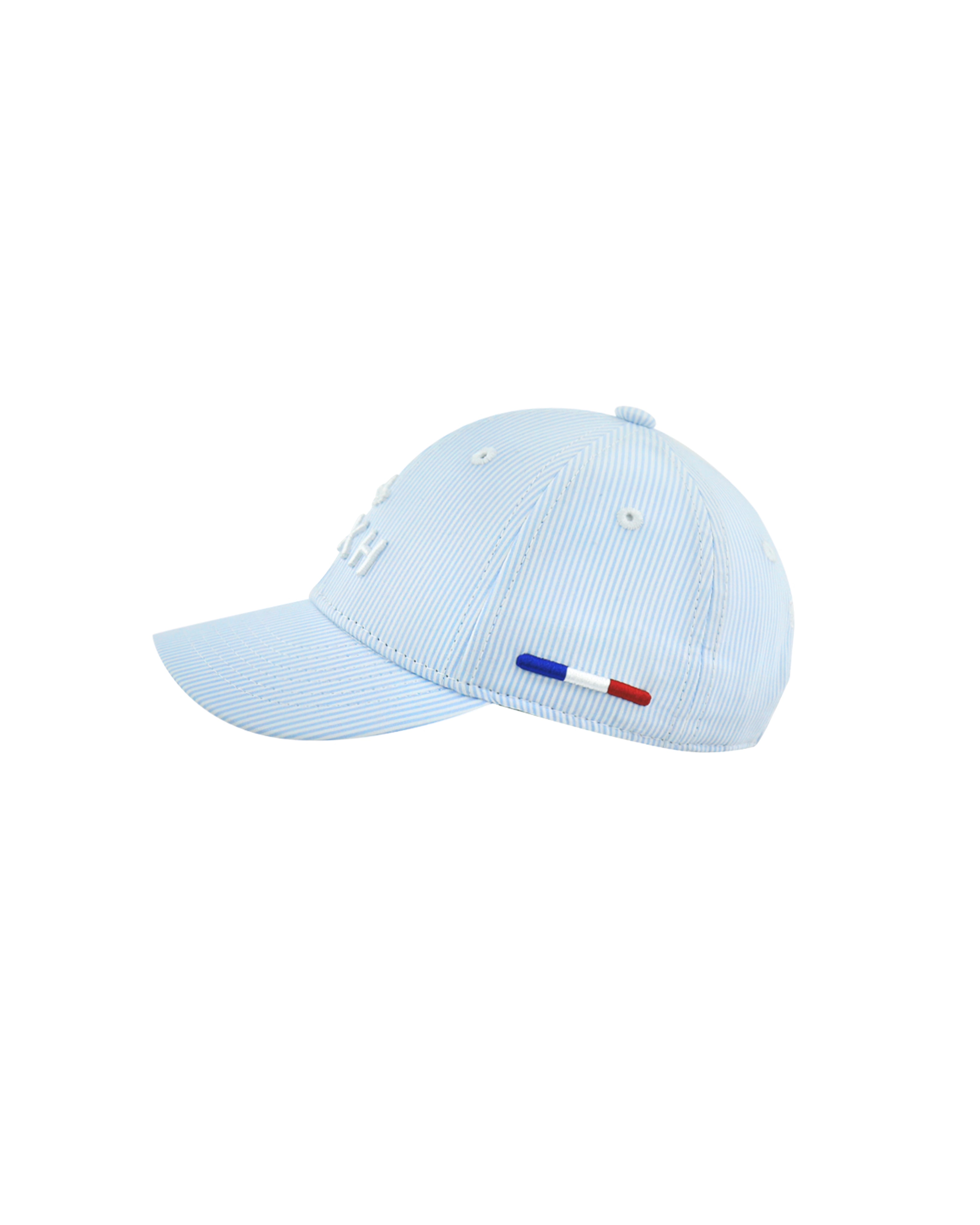 Casquette bébé rayée bleu de marque LXH avec broderie et drapeau français