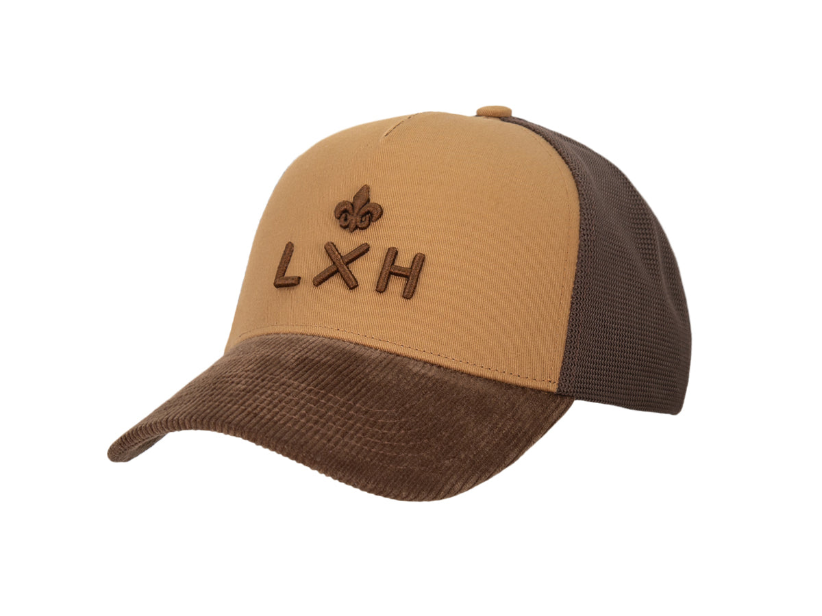 Casquette bi-matière coton velours homme de la marque LXH avec logo brodé en relief