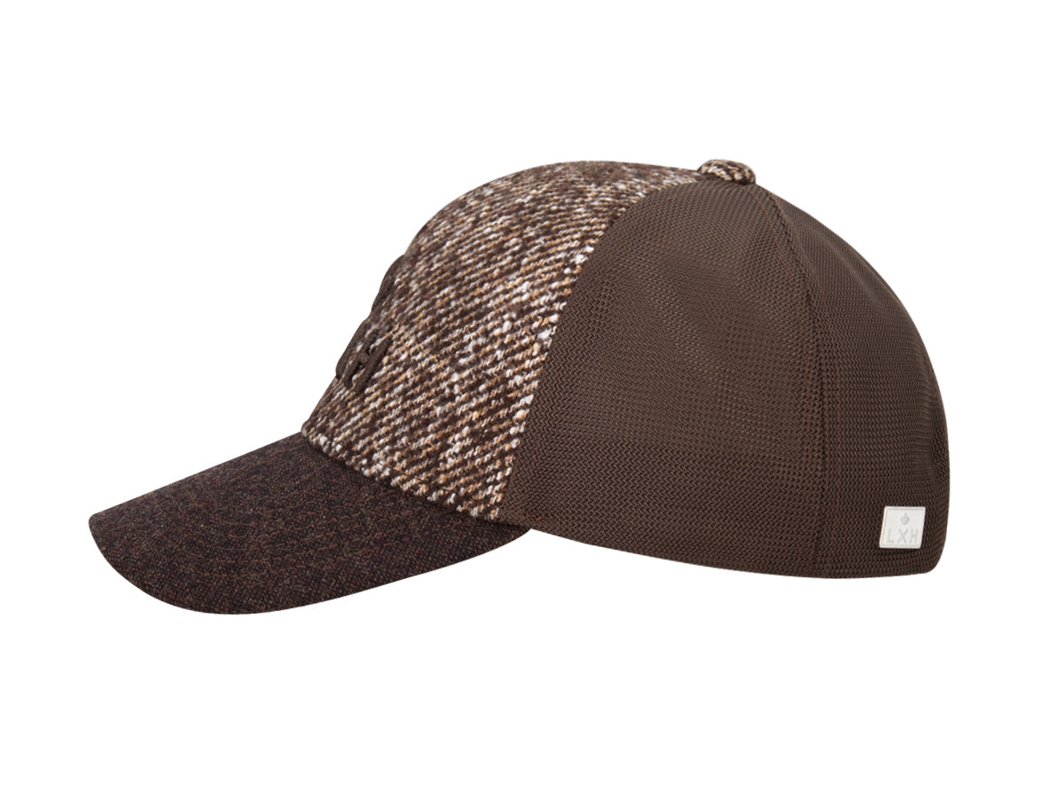 Casquette bi-matière marron homme LXH avec visière et texture unique pour un style décontracté