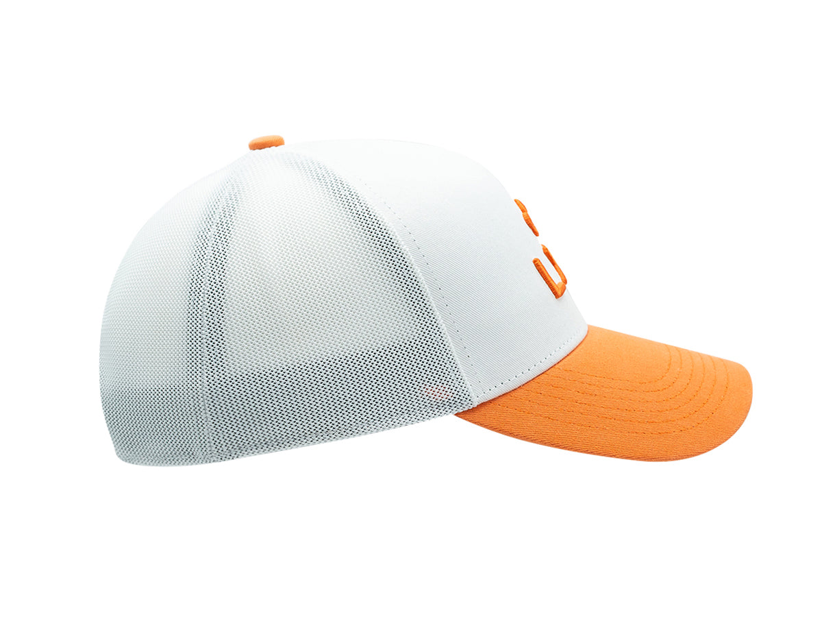Casquette bicolor blanc orange LXH avec visière orange et panneau arrière en maille
