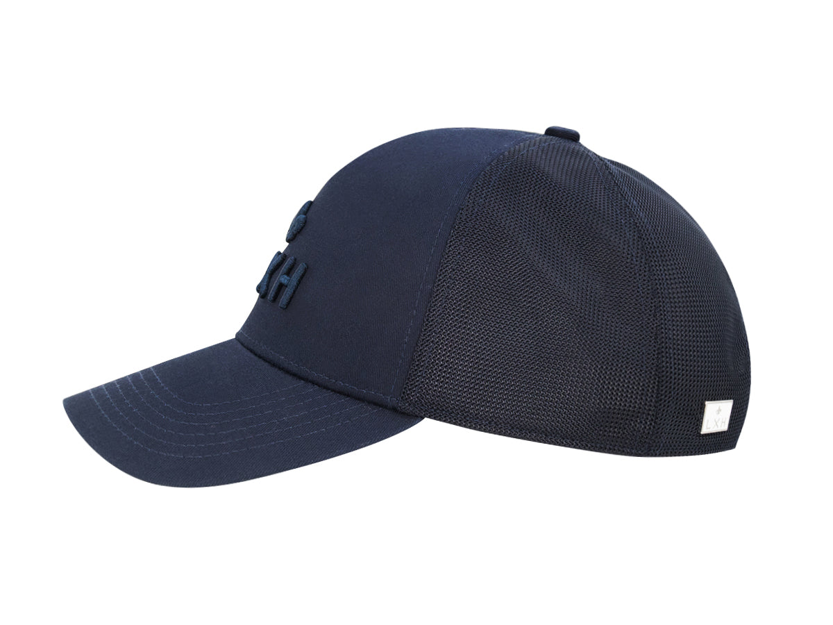 Casquette bleu marine coton homme LXH avec visière et panneau en mesh pour un confort optimal