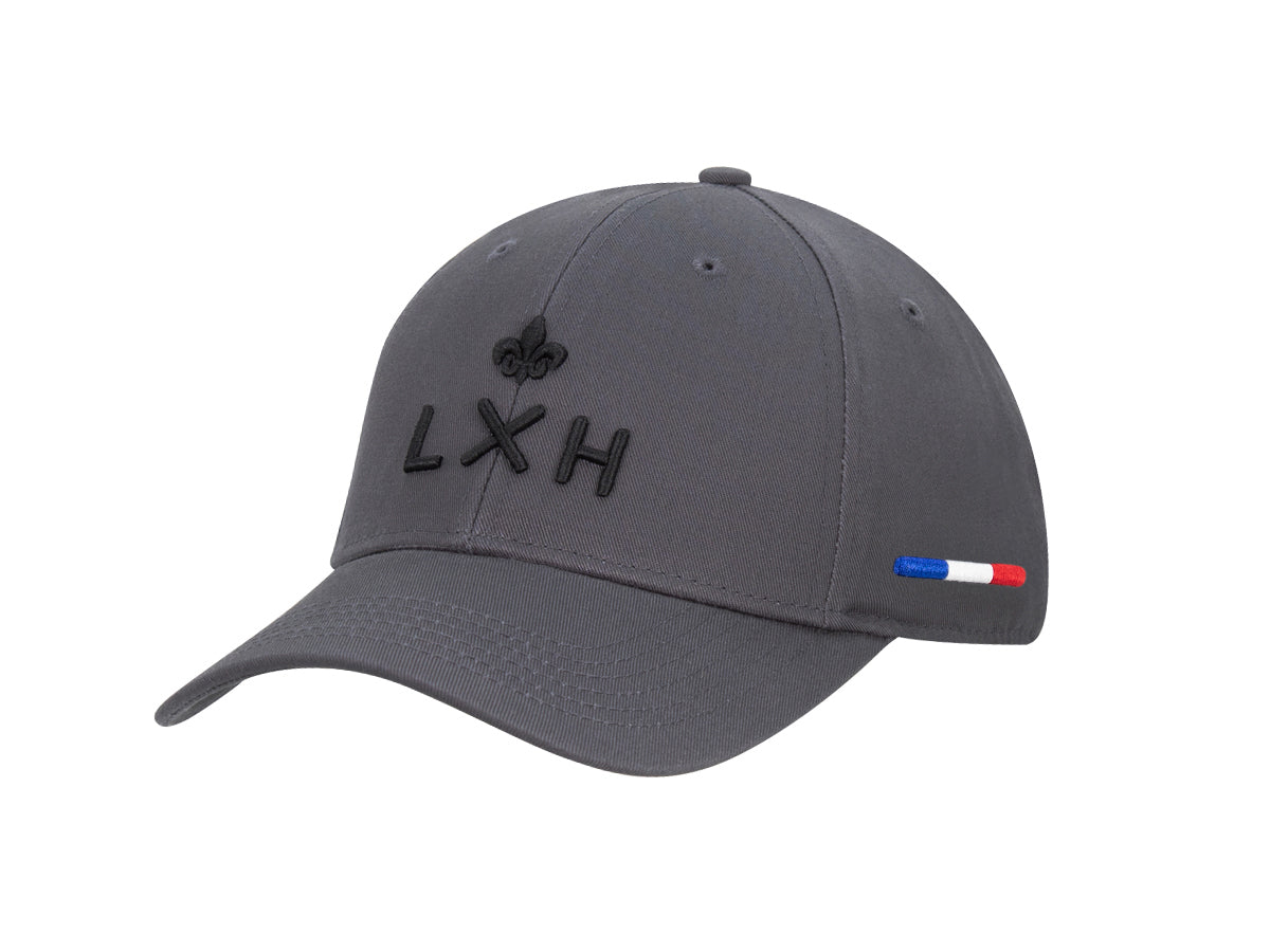 Casquette coton gris premium LXH avec logo brodé et détails tricolores