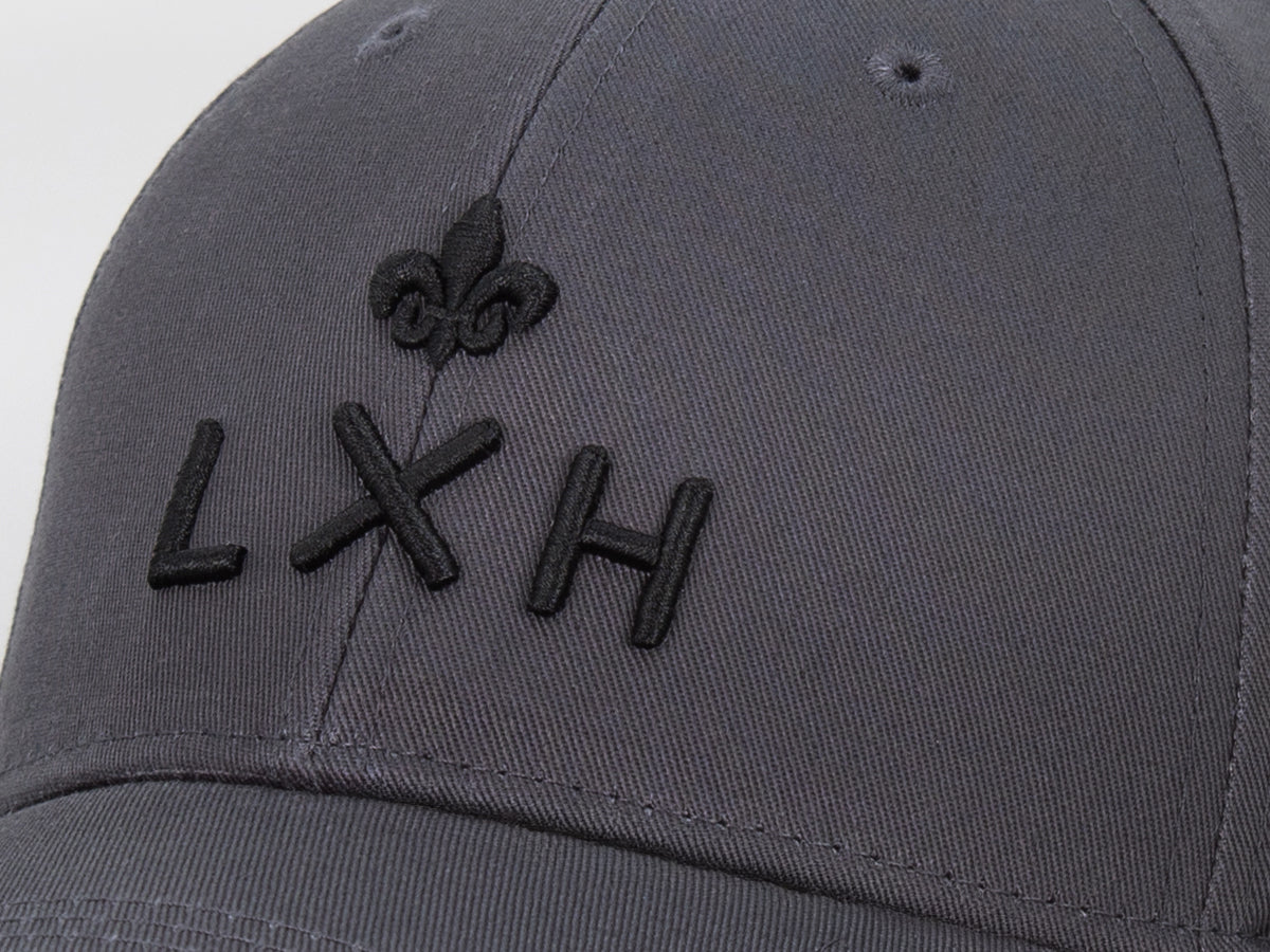 Casquette coton gris premium LXH avec logo brodé pour un style décontracté