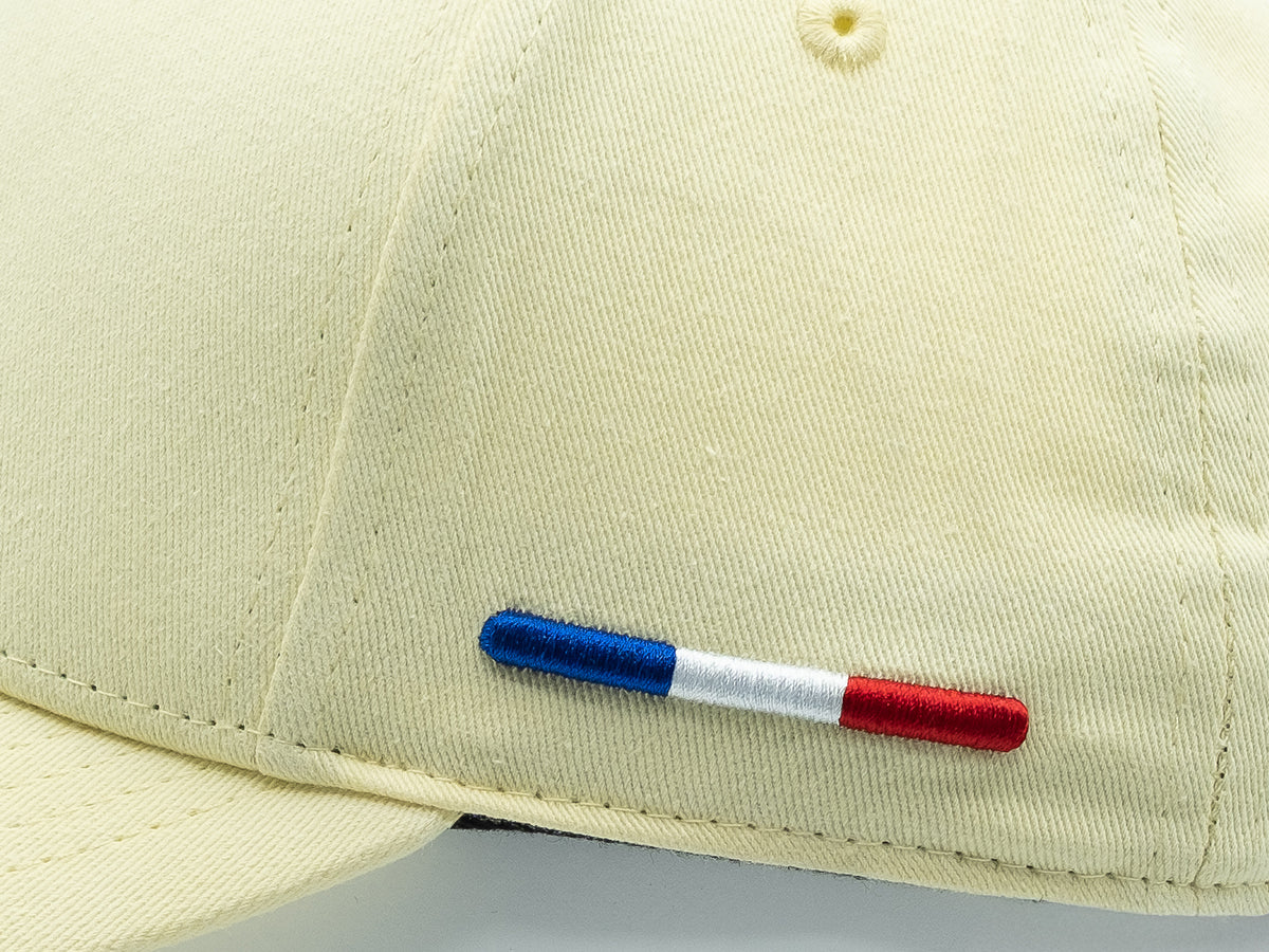 Casquette coton jaune citron de LXH avec broderie tricolore sur le côté