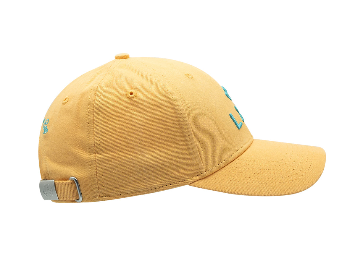 Casquette coton jaune premium de LXH avec broderie et fermeture réglable à l'arrière