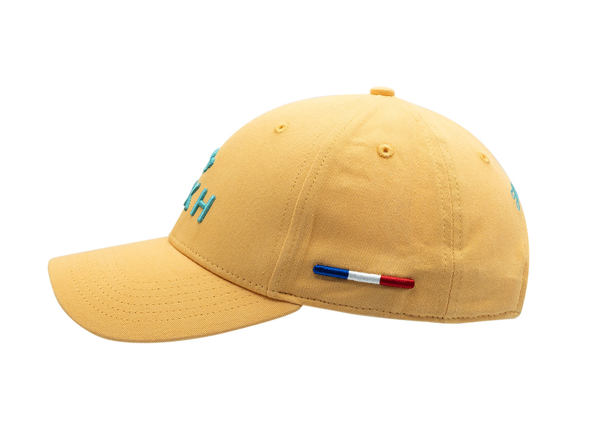 Casquette coton jaune premium LXH avec broderie et drapeau français sur le côté