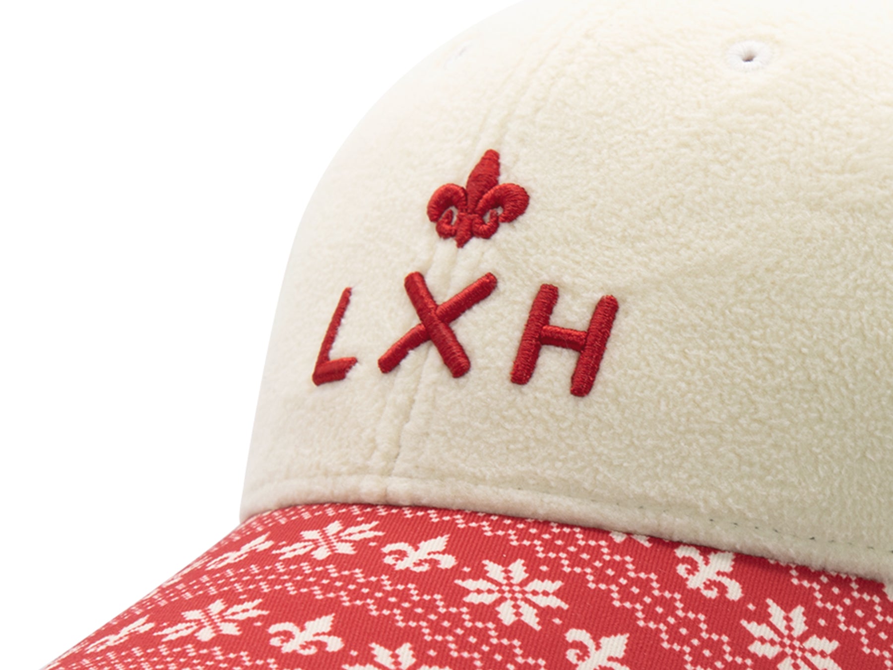 Casquette de Noël LXH en tissu doux avec motif festif et broderie rouge