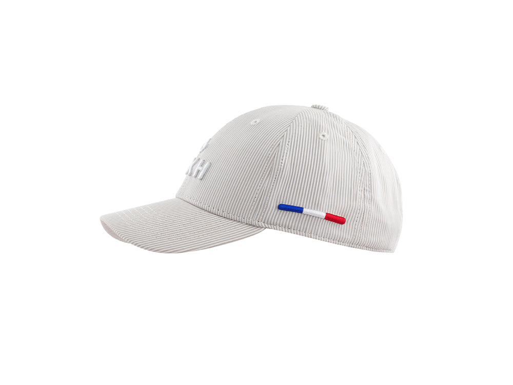 Casquette enfant rayures beige blanc de la marque LXH avec broderie et drapeau français