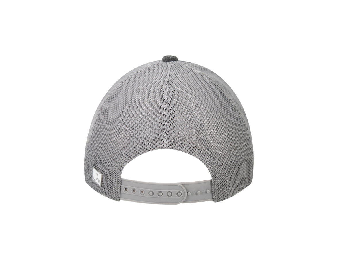Vue arrière de la casquette gris flanelle homme avec une fermeture ajustable
