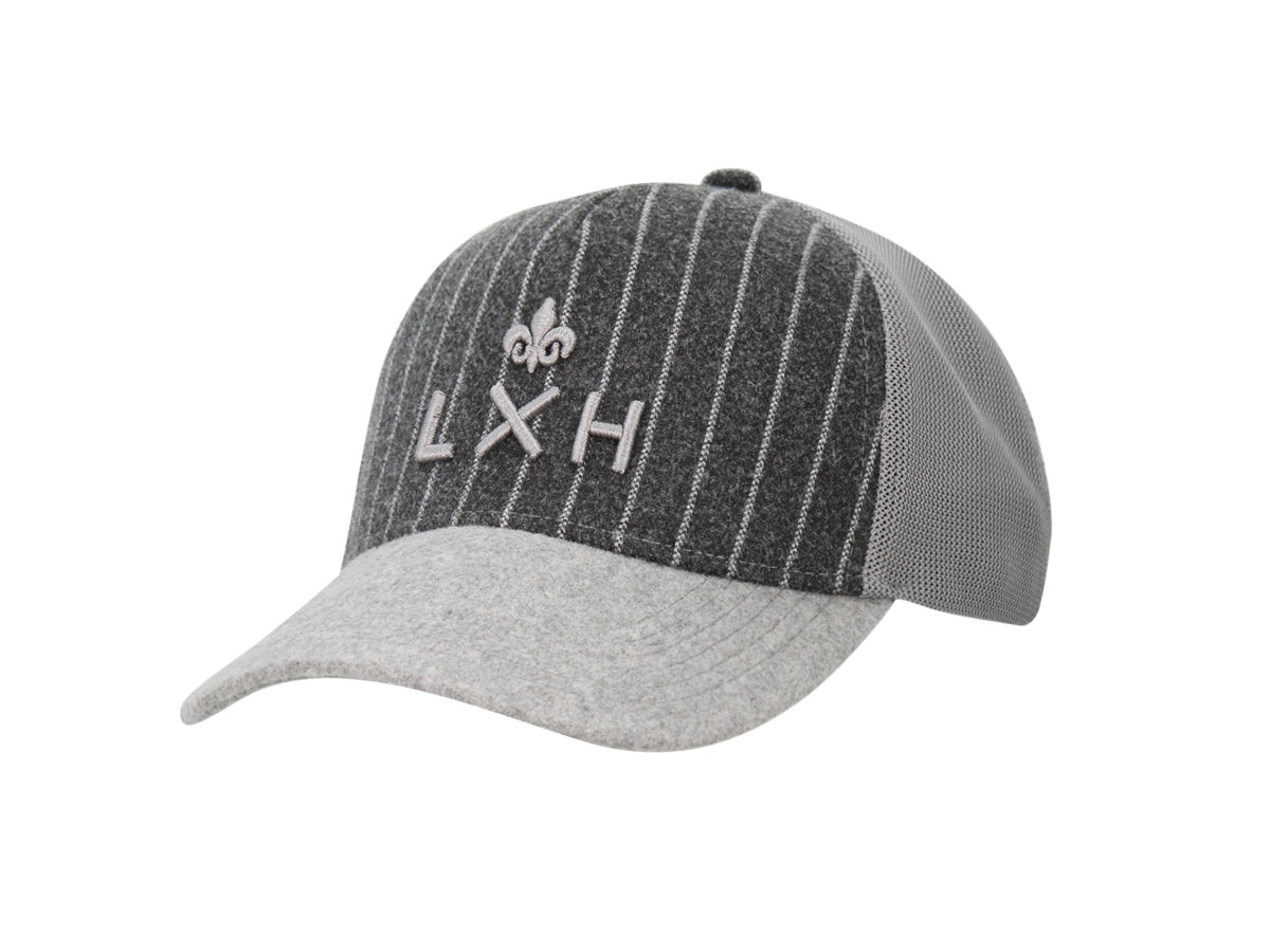 Casquette gris flanelle homme LXH avec panneau arrière en maille pour un style décontracté