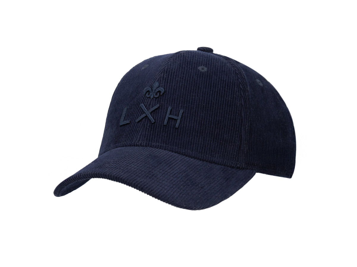 Casquette « Héritage » Velours Côtelé Ton sur Ton Bleu Marine avec logo LXH en relief