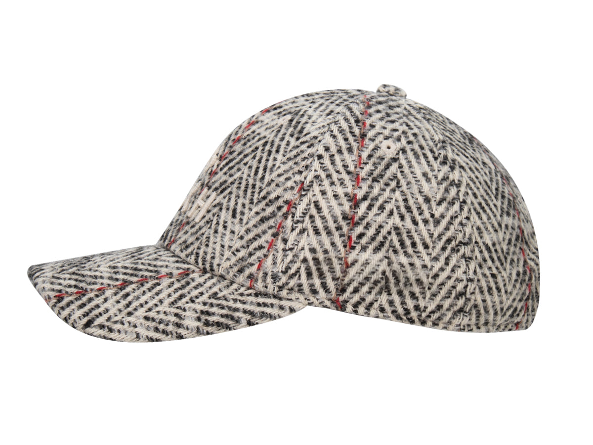 Casquette héritage ton sur ton en tissu gris et noir avec motif chevron distinctif