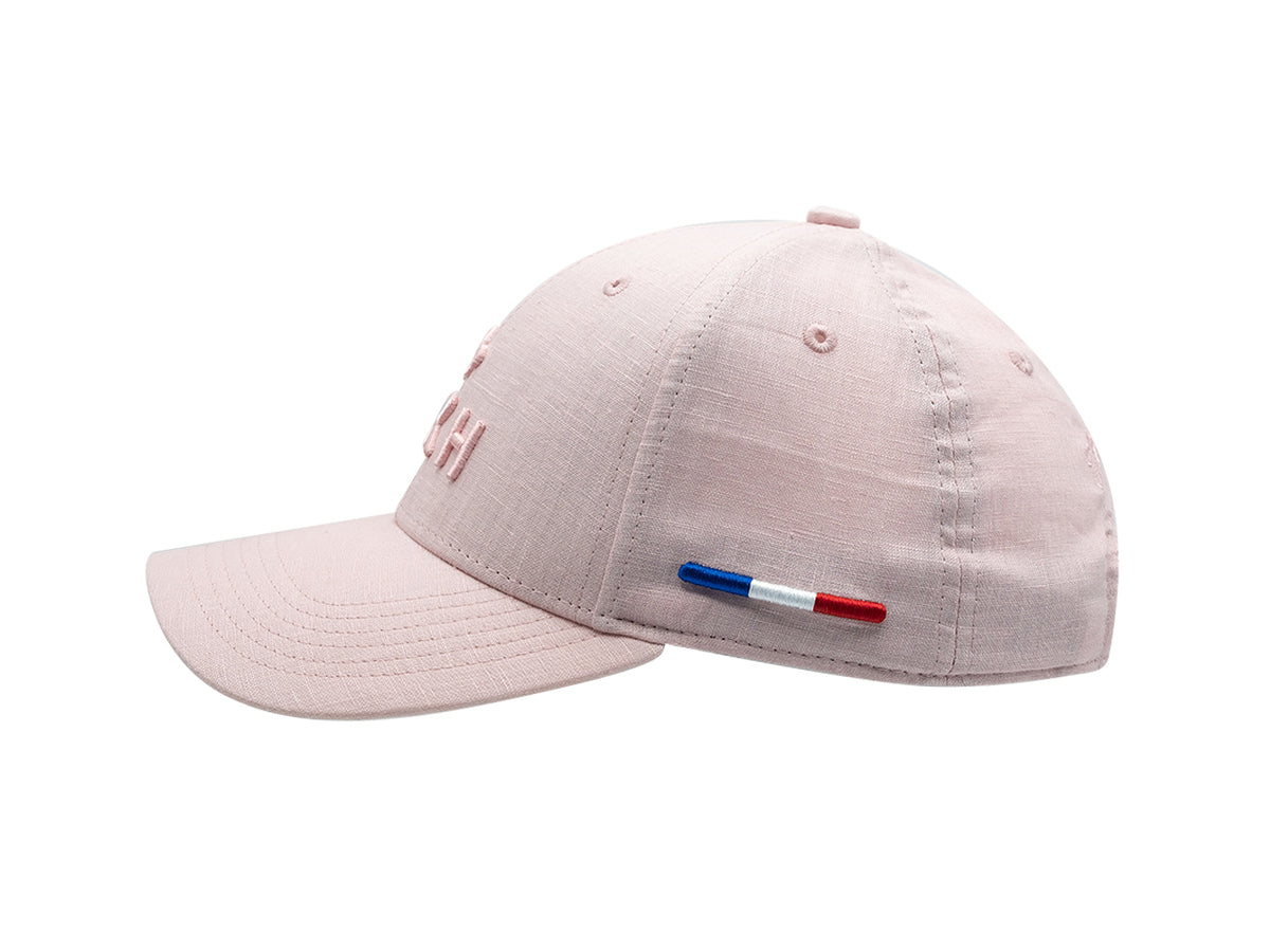 Casquette lin rose LXH avec broderie et drapeau tricolore sur le côté