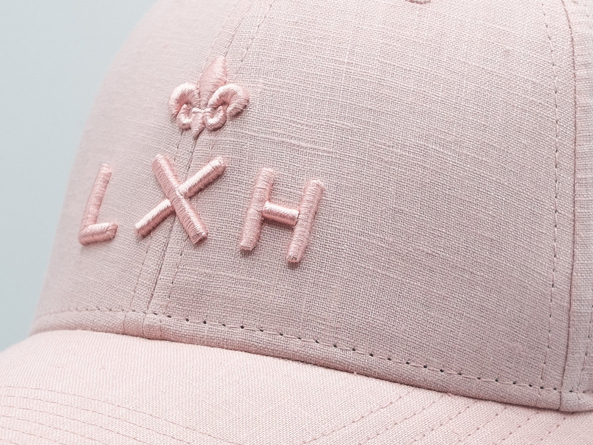 Casquette lin rose LXH avec logo brodé en relief et design élégant