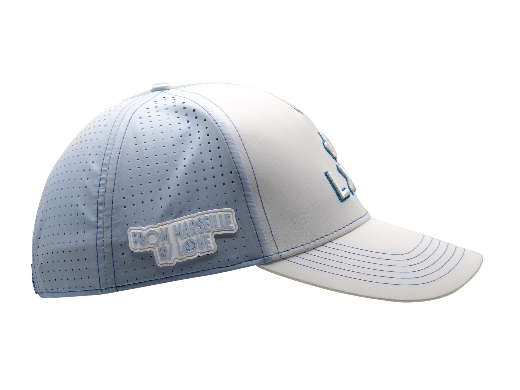 Casquette Marseille édition spéciale LXH avec perforations et logo sur le côté