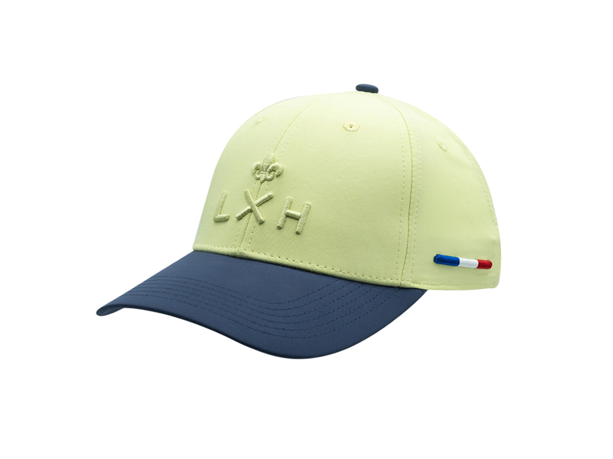 Casquette nylon bicolore bleu vert LXH avec logo brodé sur le devant