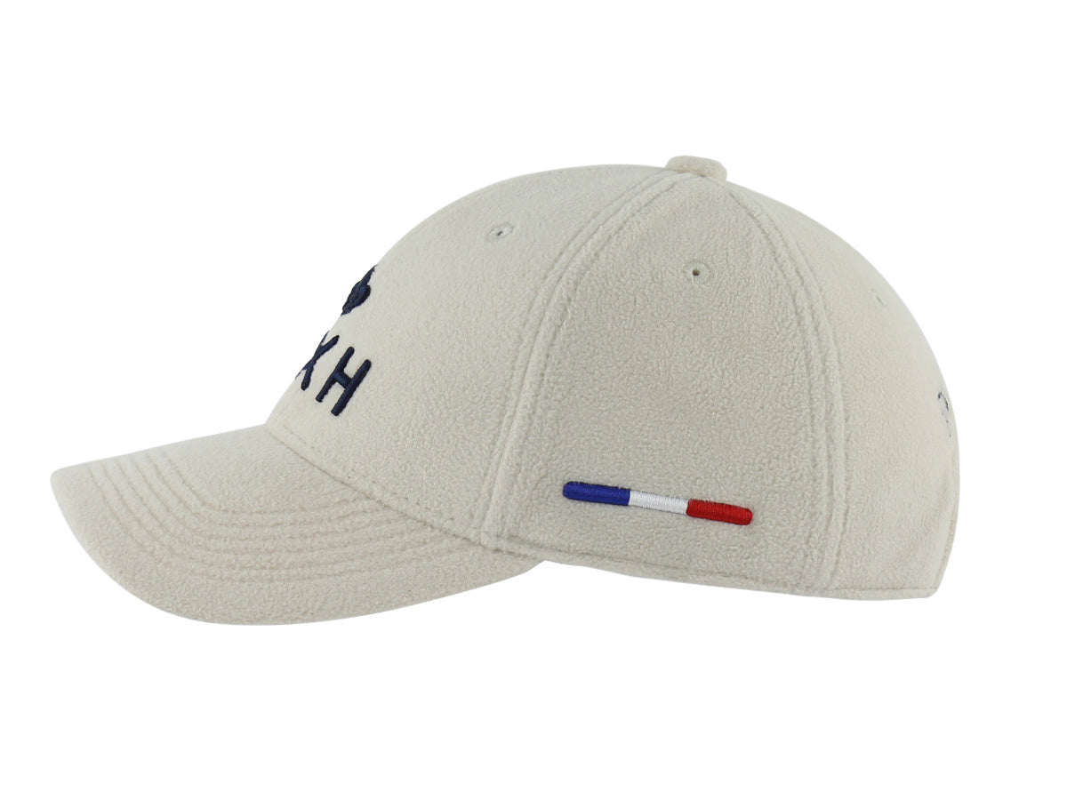 Casquette polaire ivoire homme LXH avec broderie et drapeau français sur le côté