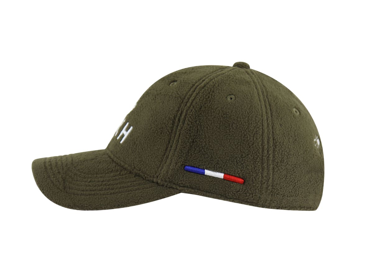 Casquette polaire kaki LXH avec logo brodé et détail tricolore