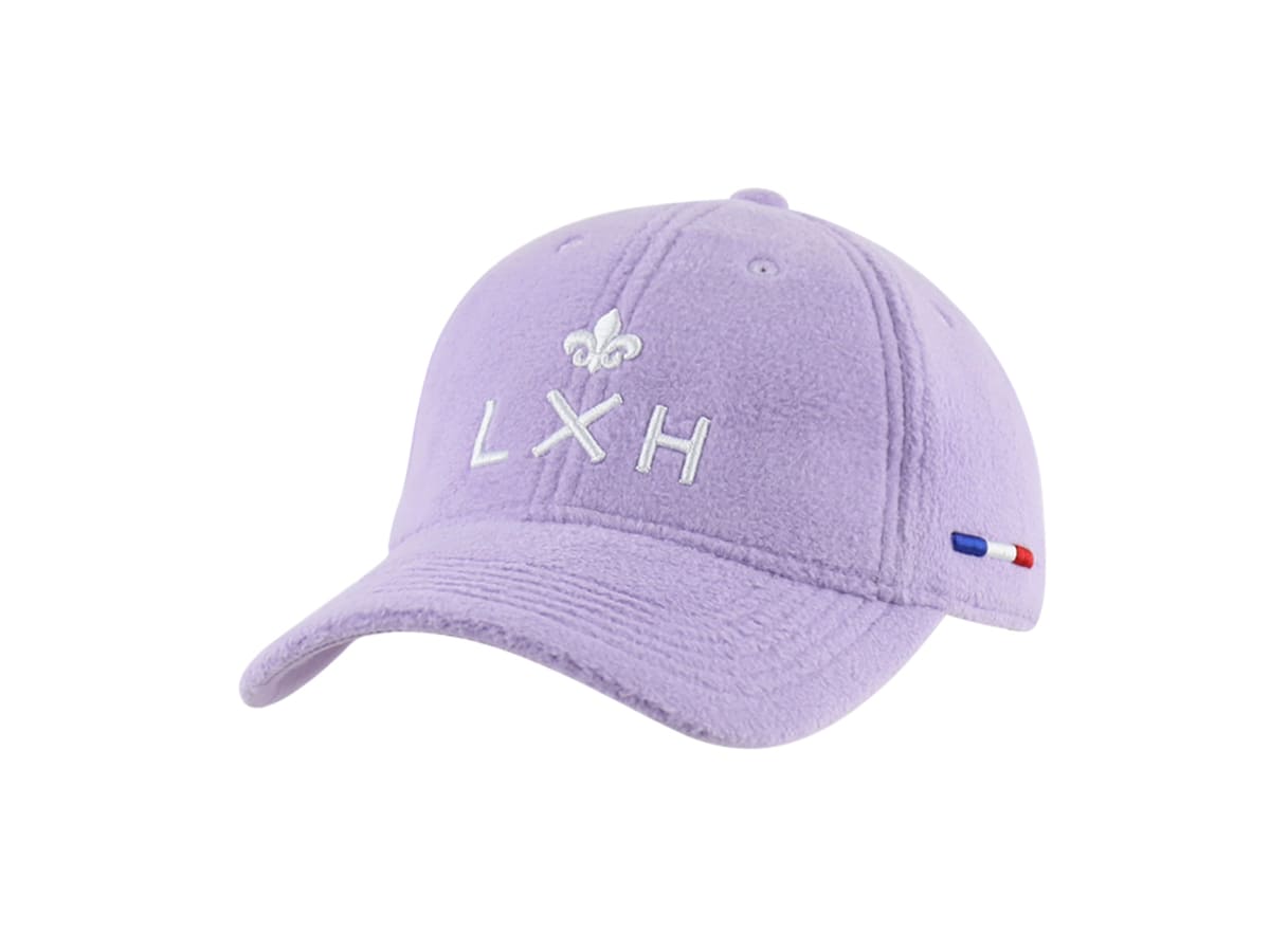 Casquette polaire lavande LXH avec broderie et détail tricolore sur la visière
