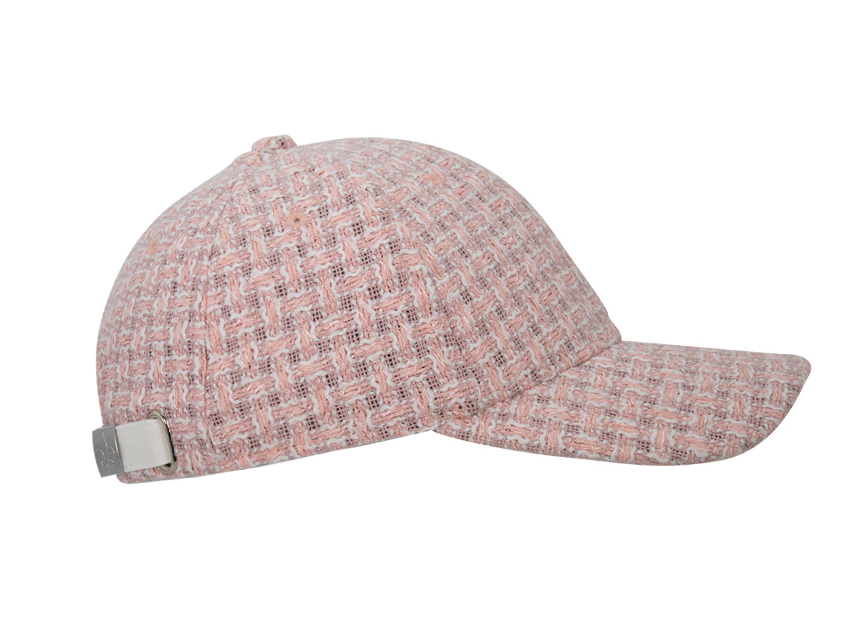 Casquette « Prestige » Tweed Rose en rose avec un design tissé élégant pour un look tendance