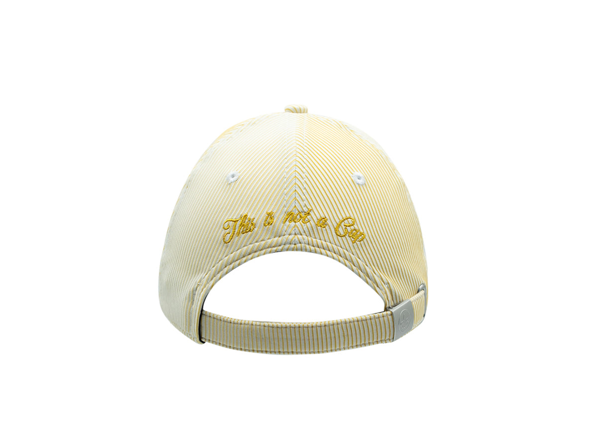 Casquette rayée jaune premium avec broderie au dos pour un style décontracté