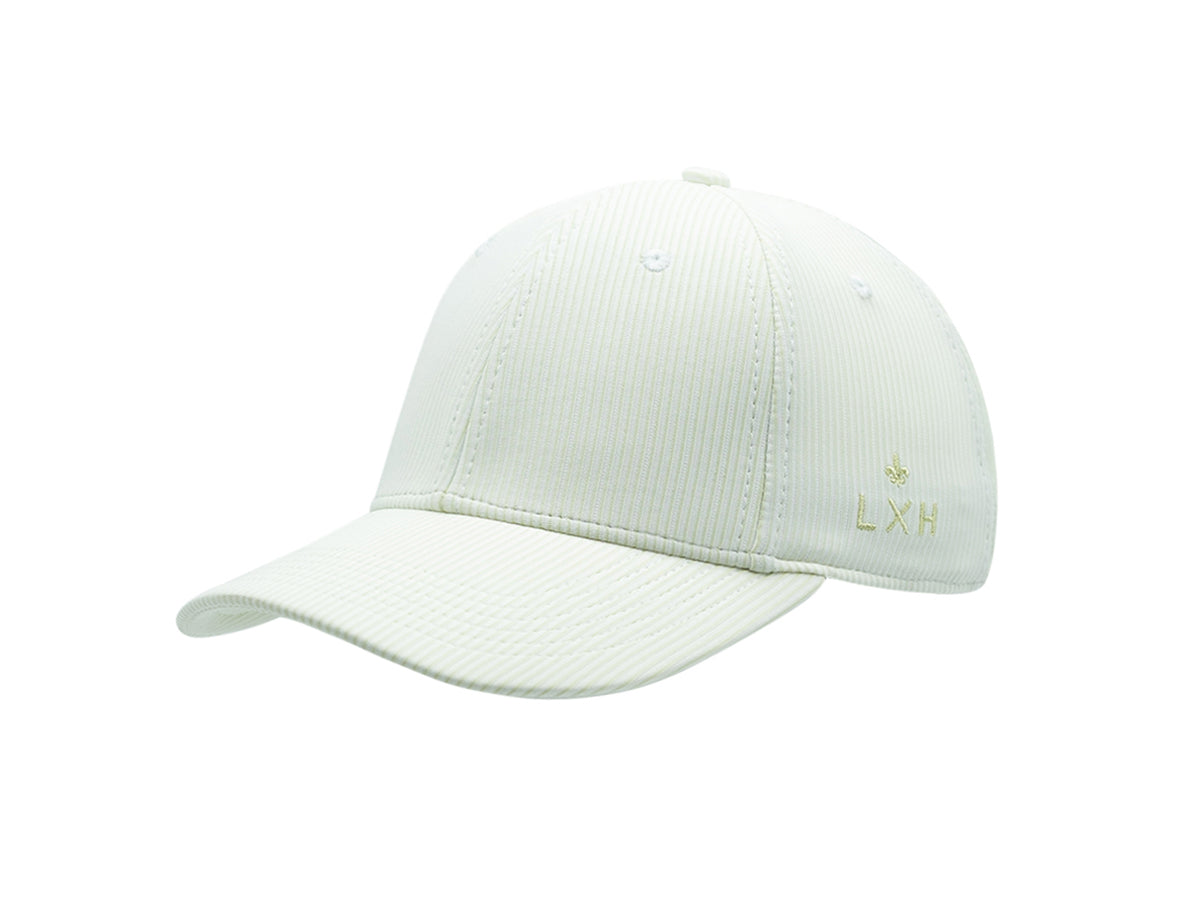 Casquette rayée vert clair LXH avec visière courbée et logo brodé