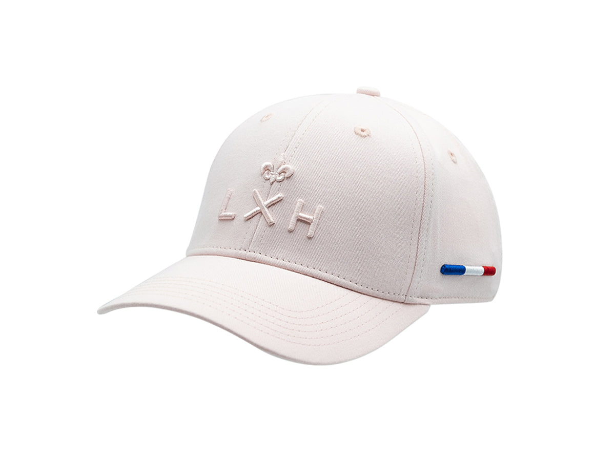 Casquette rose coton femme LXH avec broderie et détails tricolores sur le côté