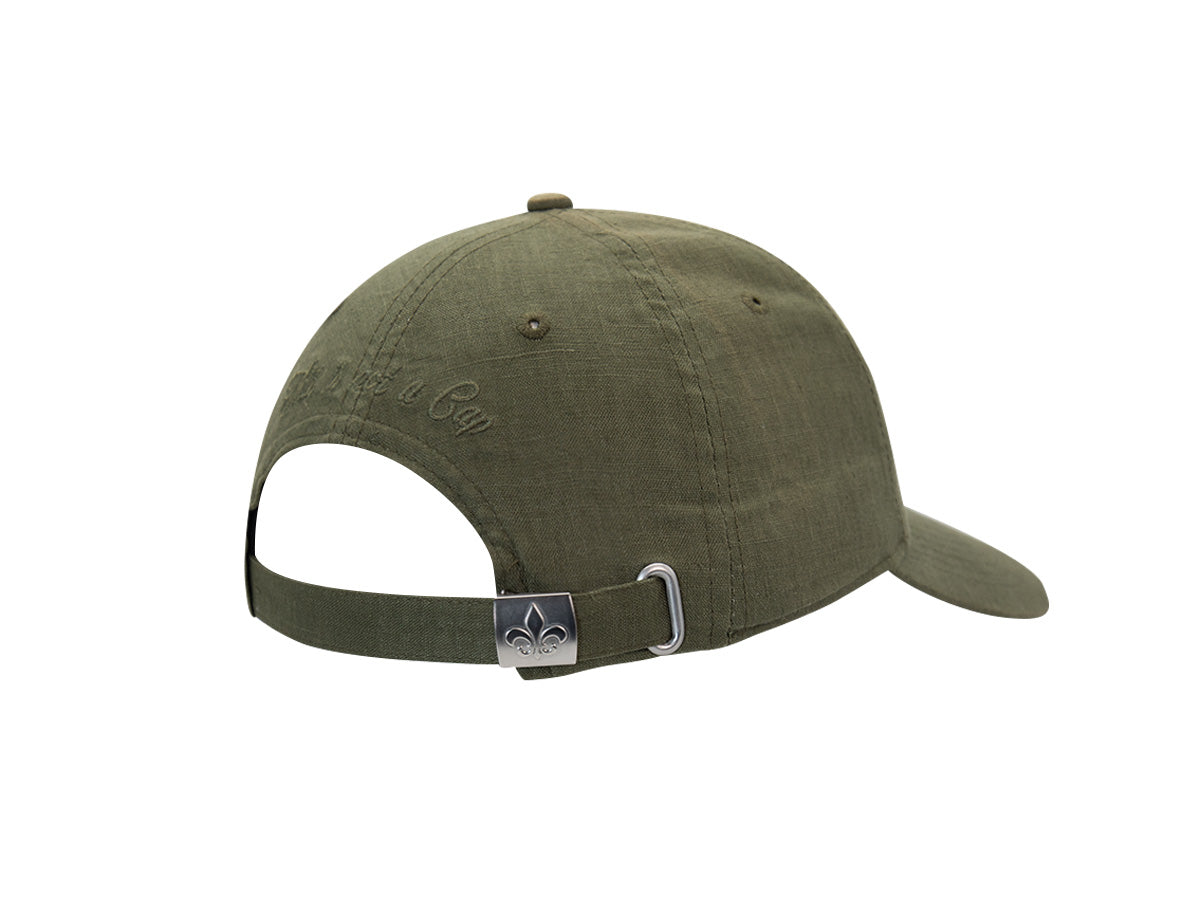 Casquette sweet pants LXH en tissu olive avec fermoir en métal à l'arrière
