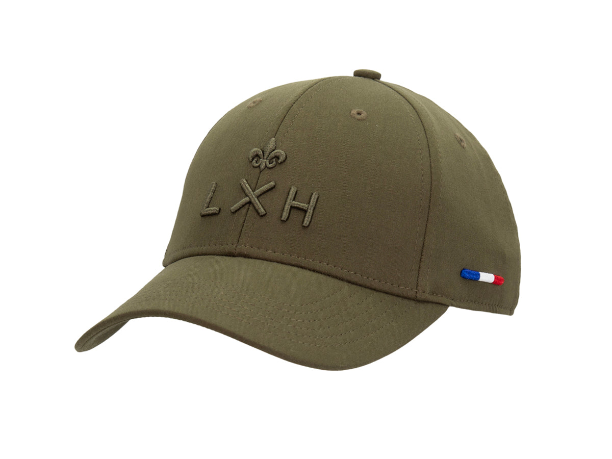 Casquette sweet pants LXH en olive avec broderie et drapeau français sur le côté