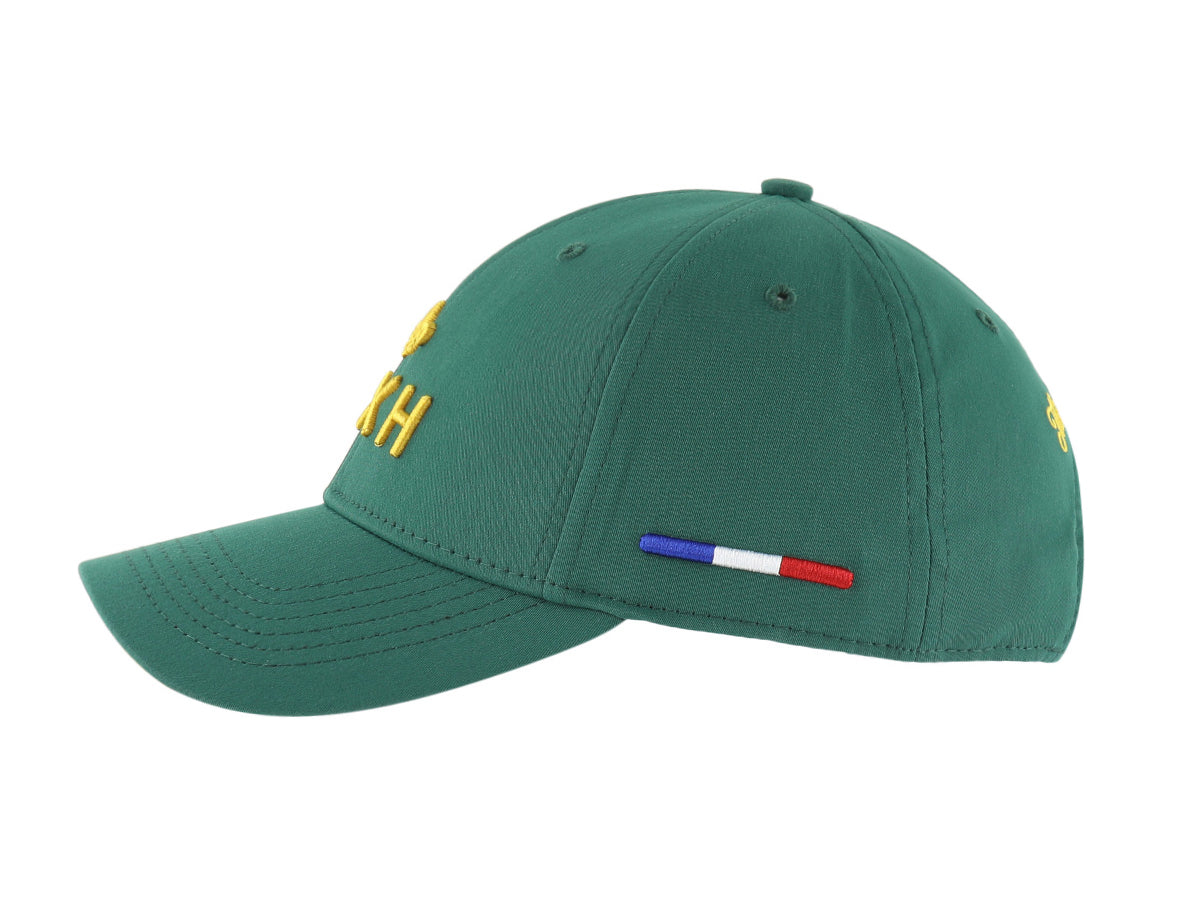 Casquette verte homme luxe LXH avec broderie et drapeau français sur le côté