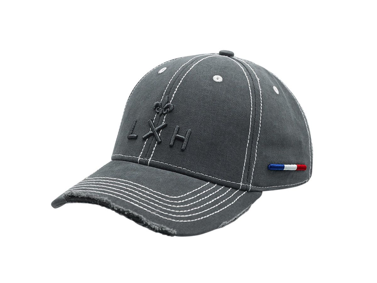 Casquette LXH Disrupt Gris Foncé avec couture blanche contrastante et drapeau français brodé