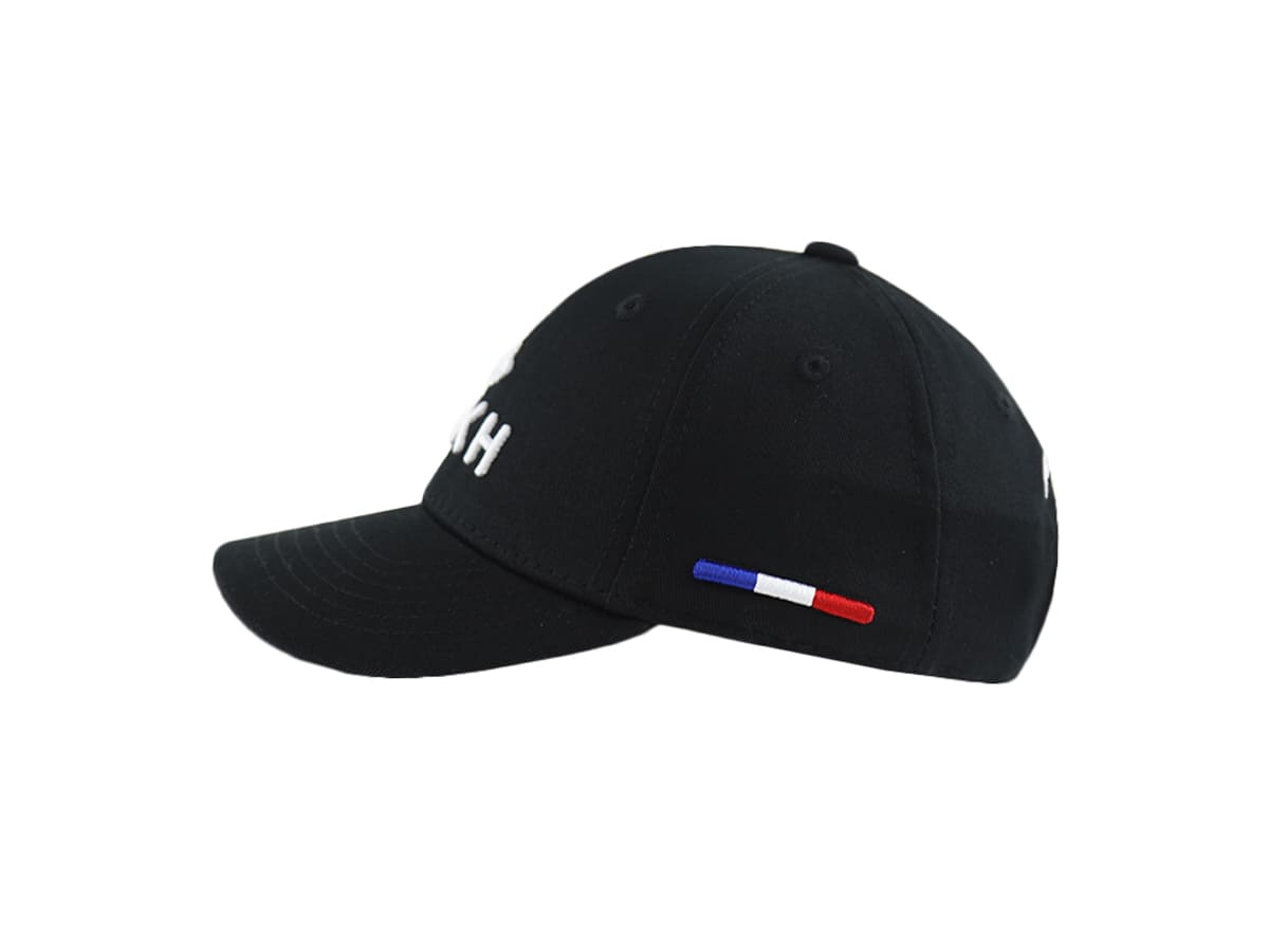 Casquette Bébé noire LXH avec petit drapeau tricolore brodé sur le côté