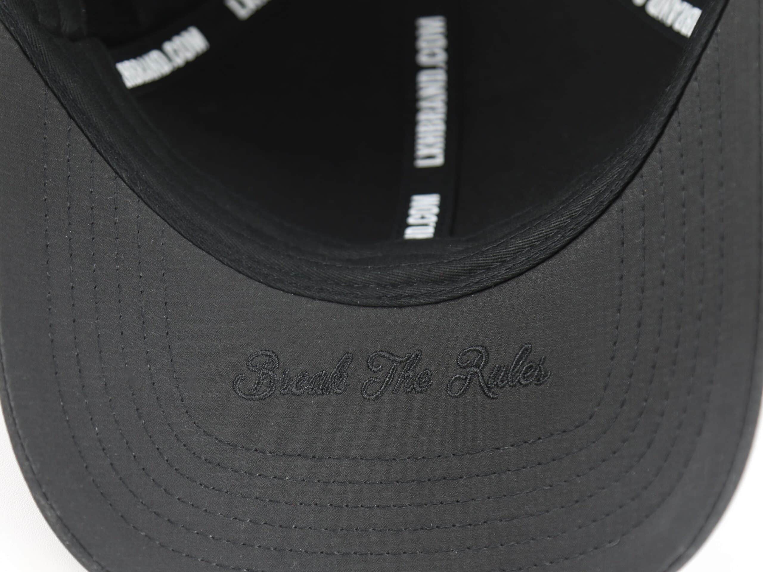 Casquette LXH en Nylon Noir avec broderie intérieure Break The Rules