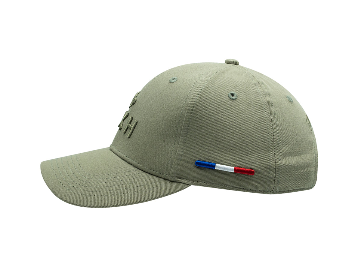 Casquette LXH Ton sur Ton Vert Olive avec broderie tricolore bleu blanc rouge sur le côté