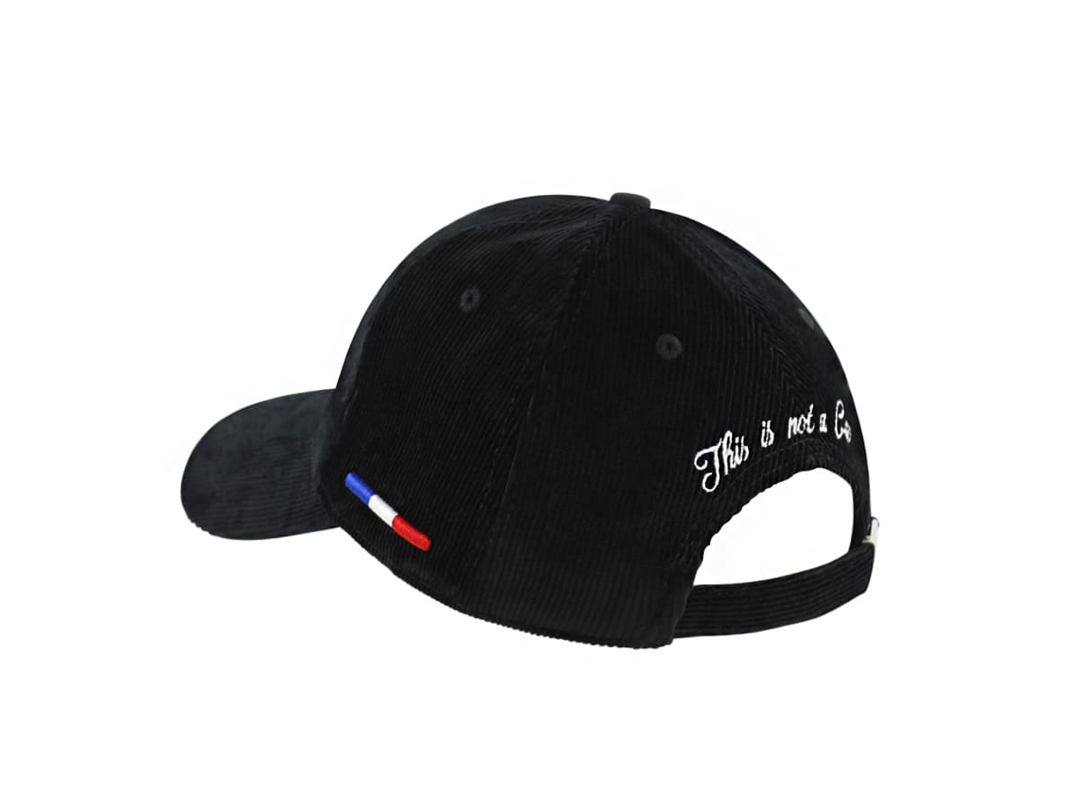 Casquette LXH en Velours Côtelé Noir avec broderie blanche et détails drapeau français