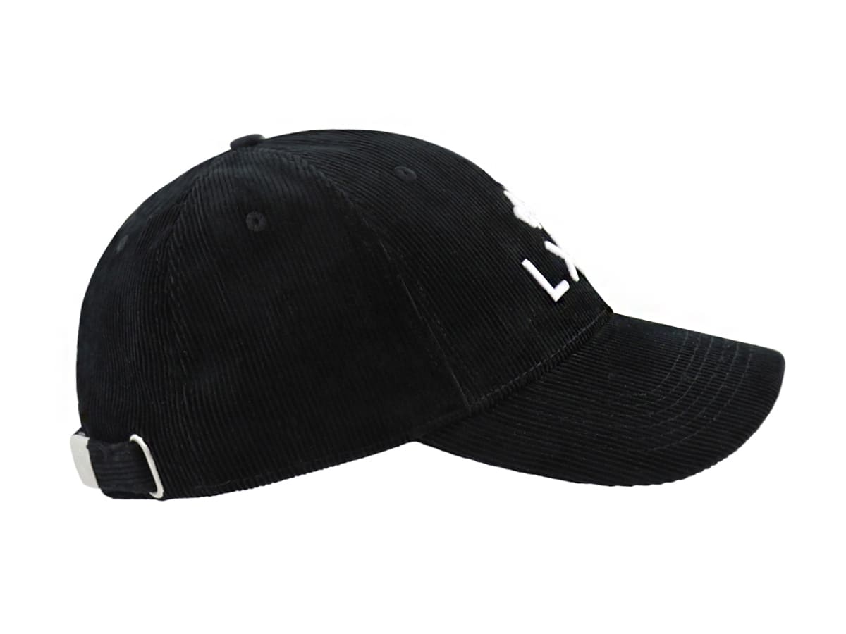 Casquette LXH en Velours Côtelé Noir avec fermeture ajustable pour un style confortable
